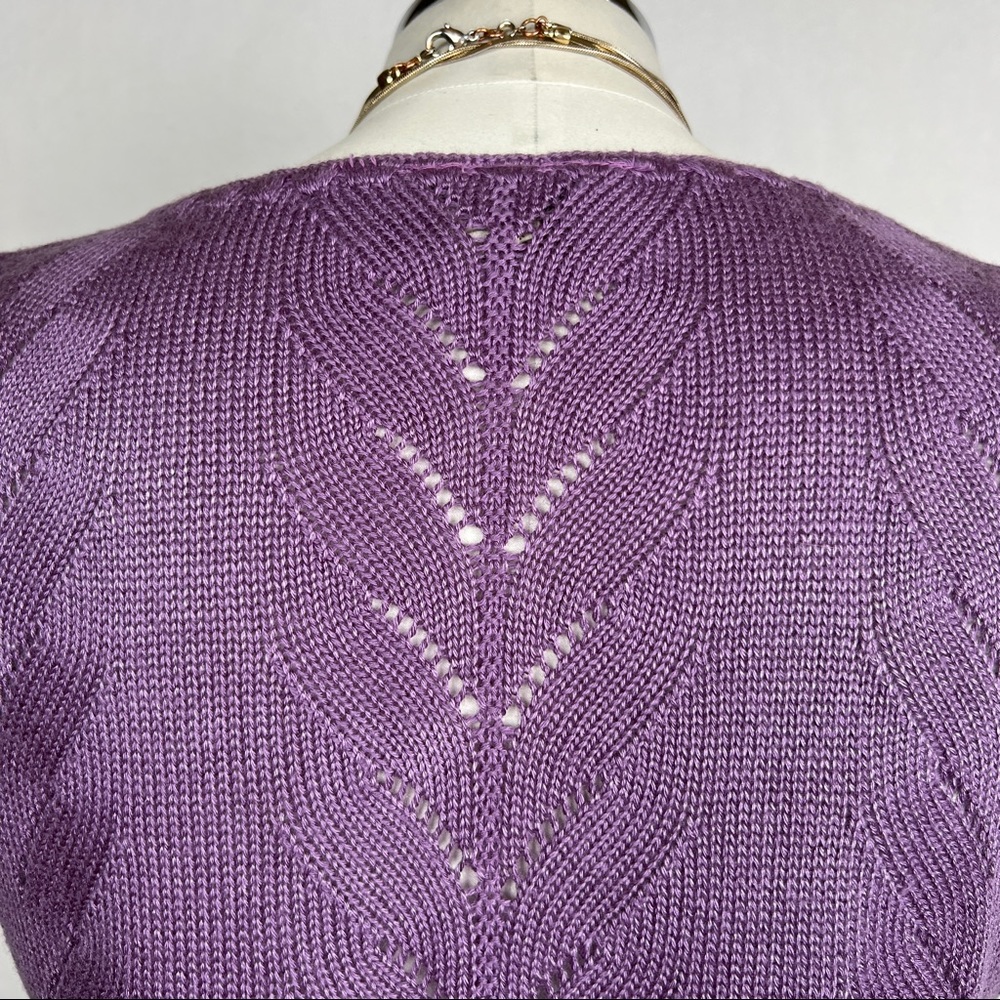80s Purple Short Sleeve Knit Top - Picture 11 of 15